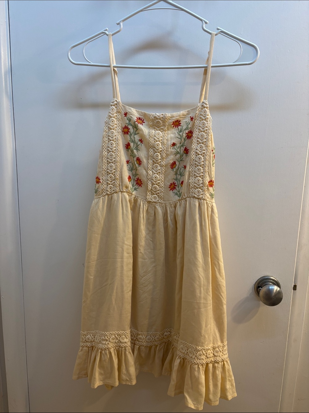Cream Floral Embroidered Sundress